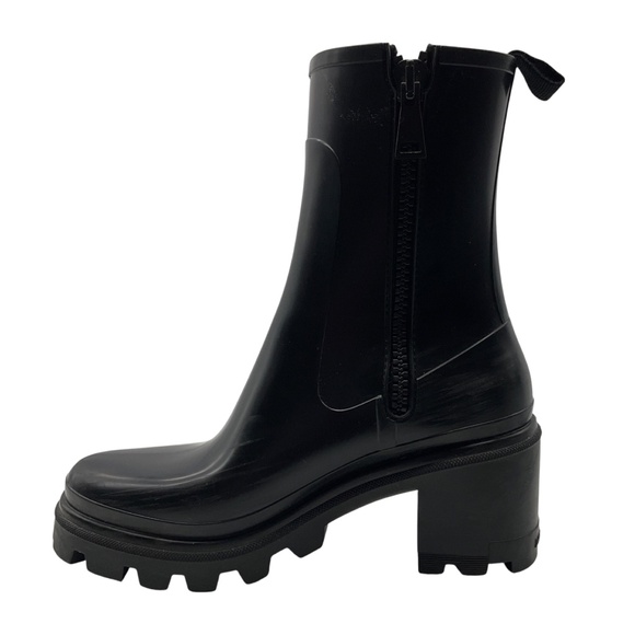 MONCLER BLACK LOGO EMBLEM RUBBER RAIN BOOTS - Picture 3 of 11